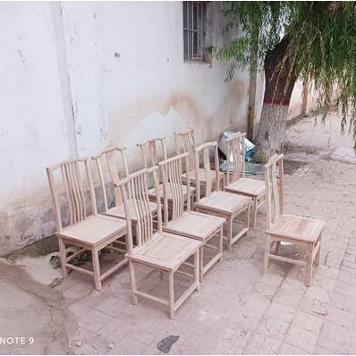 北方老榆木实木新中式单背椅白茬餐厅客厅家用靠背椅子白胚坯餐椅