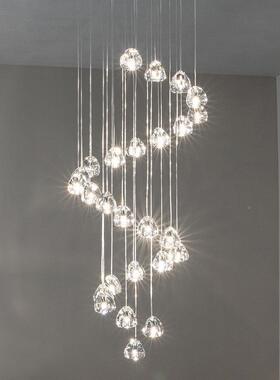 星美式樱璃桃水晶玻吊灯现代复楼式别墅201890楼梯灯LED个性流雨