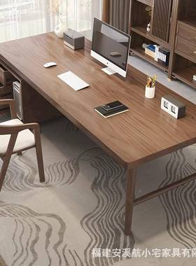 现代简12476约脑实木桌家用卧抽室书台式电桌带屉学习桌办公桌老