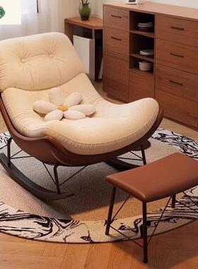 懒人摇摇椅晃家用客厅阳台椅休BXK闲奢单人轻沙发躺椅布雪尼尔艺