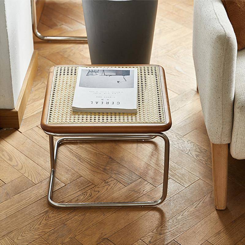 茶几中风不锈古钢实木玻璃藤编组合几HUH茶大小组合现约代简风小