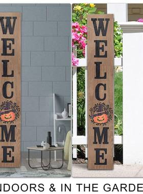 新款乡村欢迎WKI志前门木质挂标牌家居可墙配壁装饰替换小件挂件