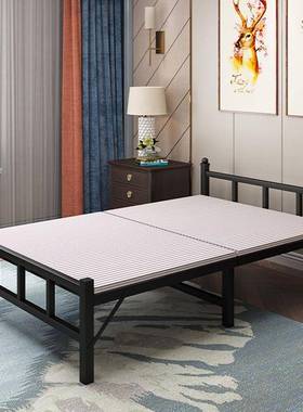 厂单人铁艺折叠床两折铁床0置折工HBK叠床安9cm单层单人午睡床午