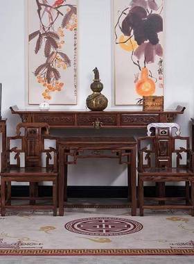 中堂件套GFQ农村堂屋12件太师椅中六套式实木条香案神台案供桌新