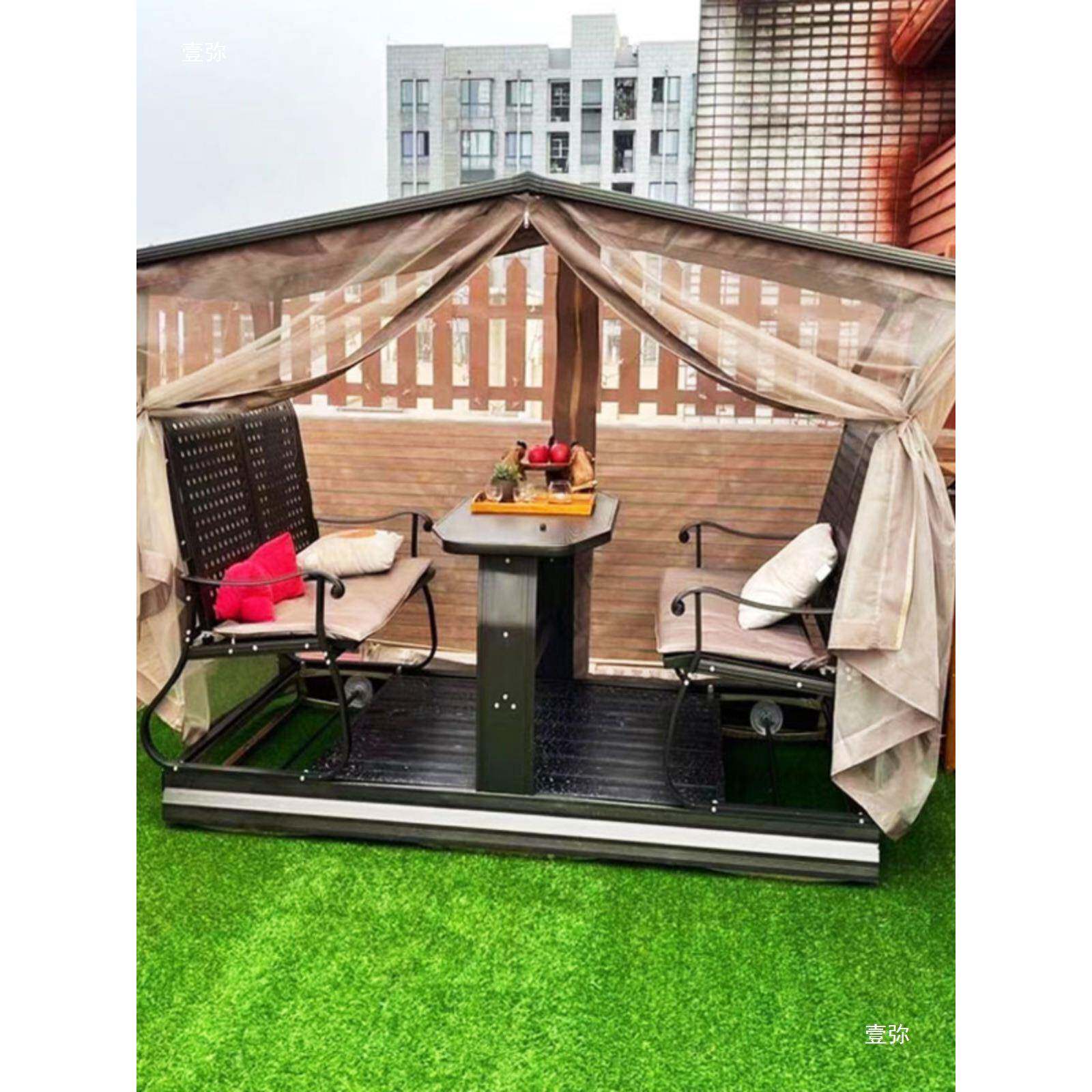 户外秋千椅庭院别墅休力闲四人动摇椅露天金阳台家用铝桌合动UBS