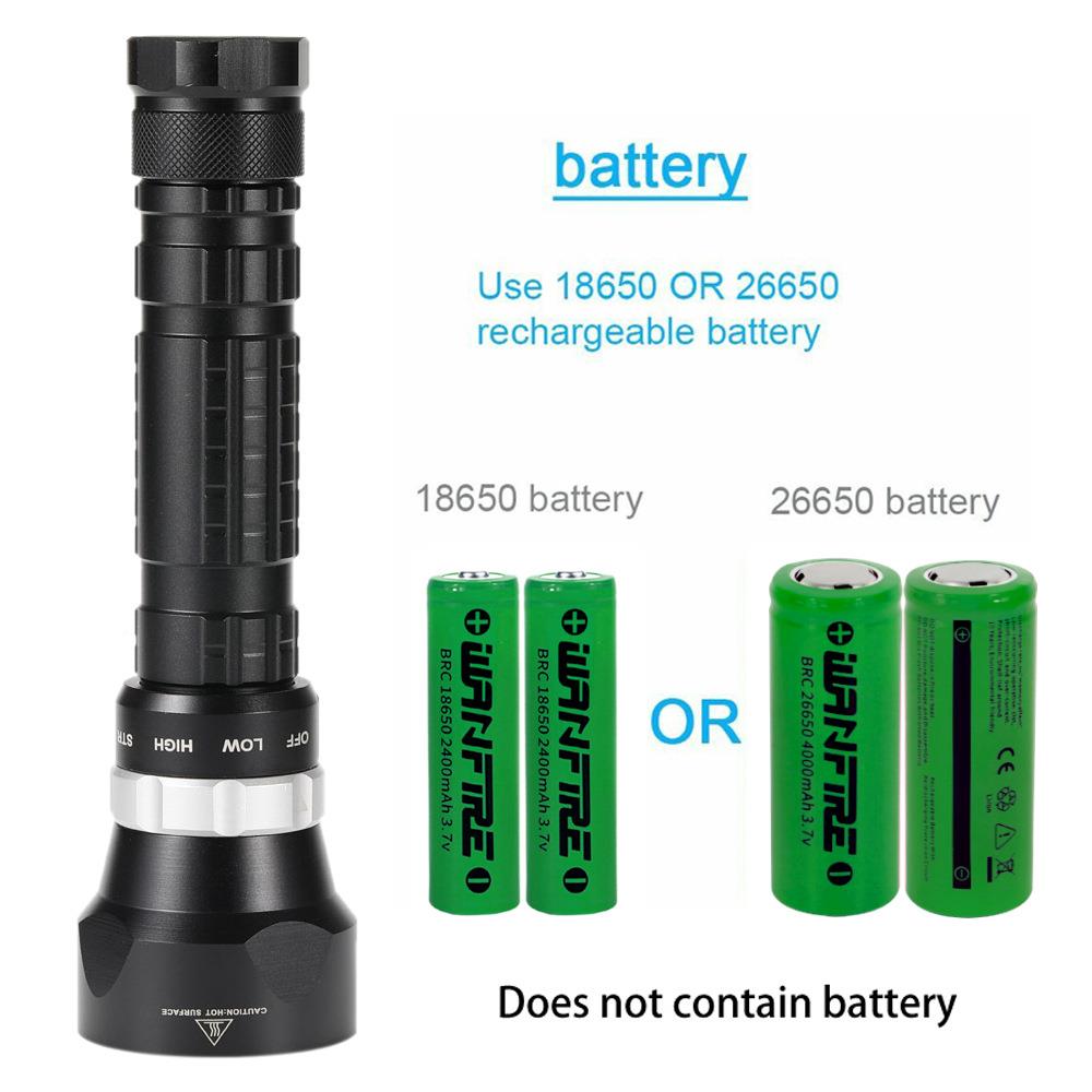 D40大功水旋率潜水手电筒四颗高亮P5WMN0电灯珠磁控转开关专业潜