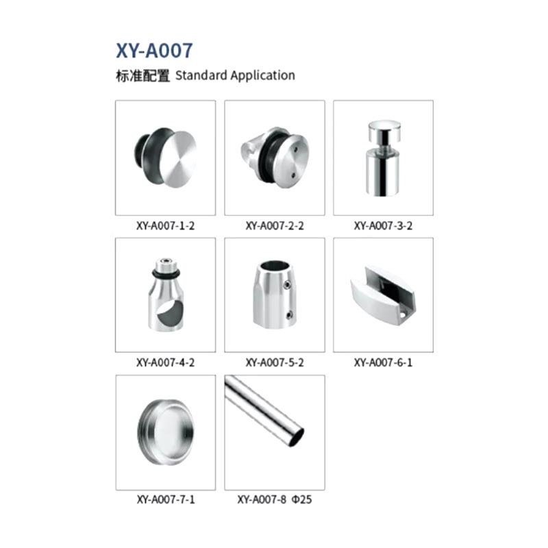 04不锈钢25方管接件3淋浴房连XY-A007玻璃固定杆五金转配件法兰座