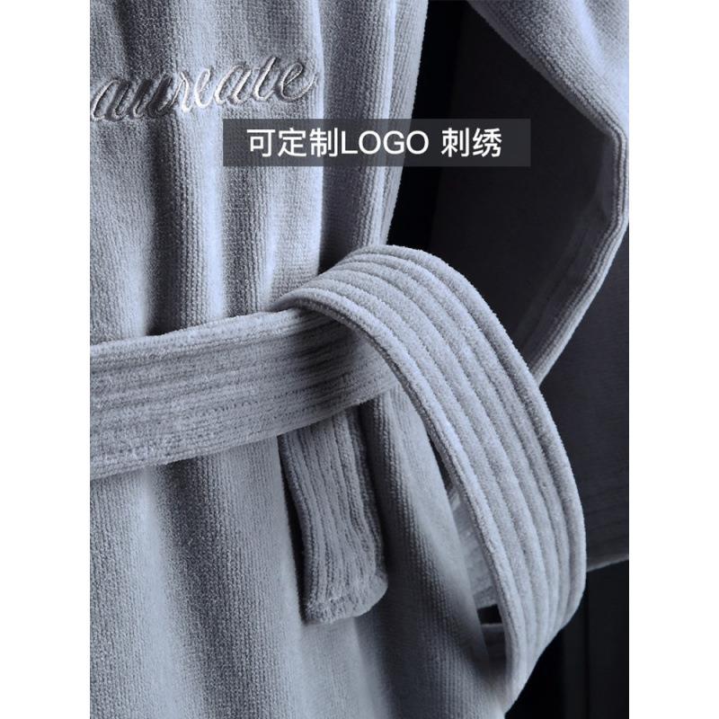 纯棉酒店袍吸衣水速干薄款浴洗完穿澡的睡浴袍女LWW可穿式浴巾男