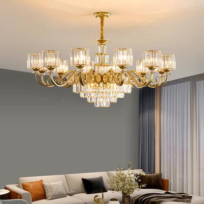 档客厅吊15852灯现代轻奢水晶灯高美吊式奢华别墅复式楼大厅吊灯