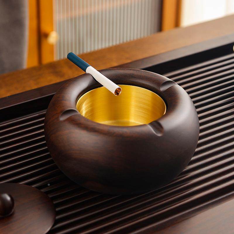 中国木烟灰RWB风缸带铜家用客实办公室高档新中式高厅端大气上档
