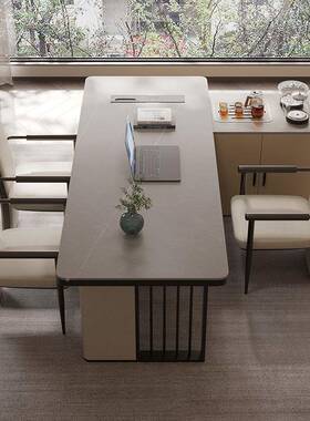 岩板茶FLW桌书桌一体两用现代简约家用电桌脑办公老板办室轻公奢