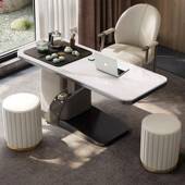 新款 台岩板茶桌家夫用阳桌椅组合现代简约用泡茶台TWO功小茶家几