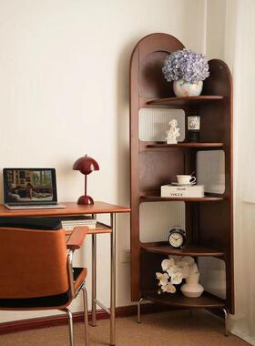 复中古风藤原角木装转HOQ墙柜编子边置储物书花架客厅沙发收纳家