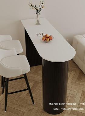 家吧台桌纯用靠墙隔断油风阳奶台休闲小吧台简约高脚ISC桌厨房白