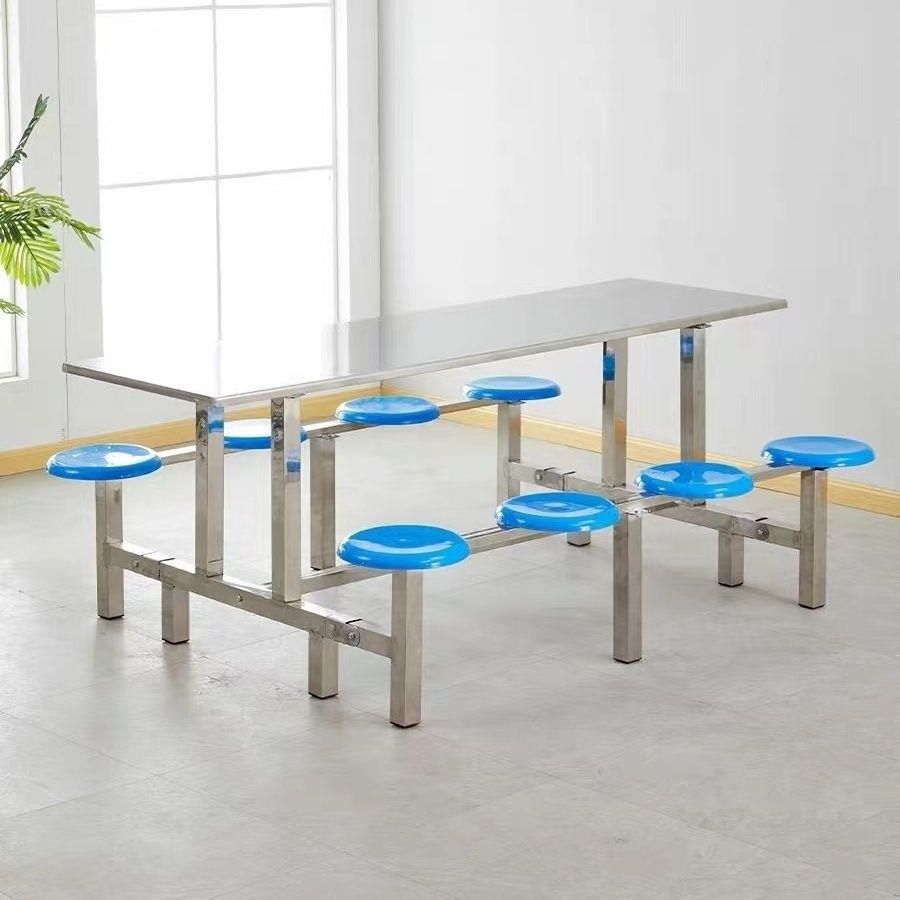 生学校不厂人锈钢学食堂餐桌椅组合公司员工连体餐桌4TJS/6/8位
