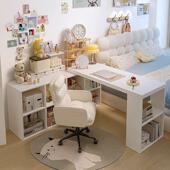 女梳妆台书柜一体转型角书桌家用实学习桌子卧ROA室木l拐角电生脑