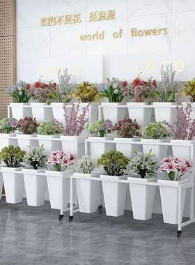 花店能鲜花展花示架多层阶桶梯式可移DRL动架铁艺架带轮多功花展