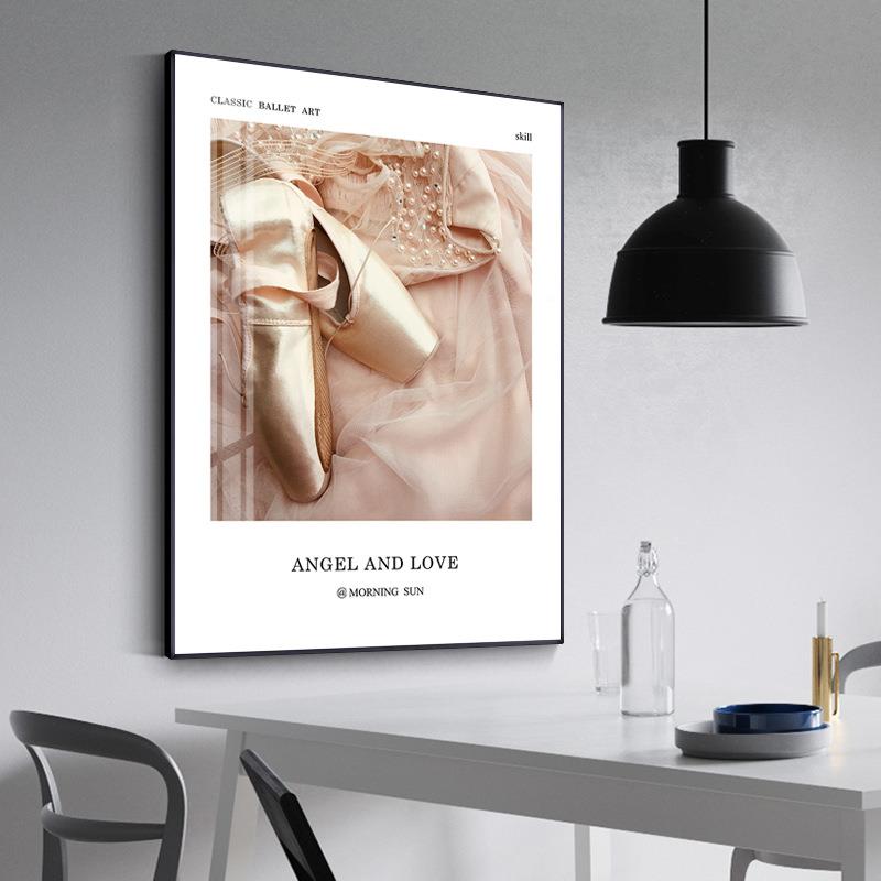 欧简式复古画芭FWC蕾舞女孩挂舞蹈版室黑白工业风约画卧室客厅装
