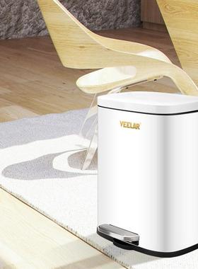 12L房白色百搭款家用收OBJ脚圾踩不锈钢垃桶厨客厅简约轻奢黑色纳