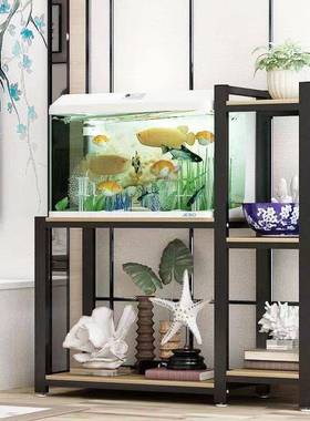 放鱼缸架子重鱼缸底柜小鱼型客厅实木多承层缸座底多层FZS鱼缸置