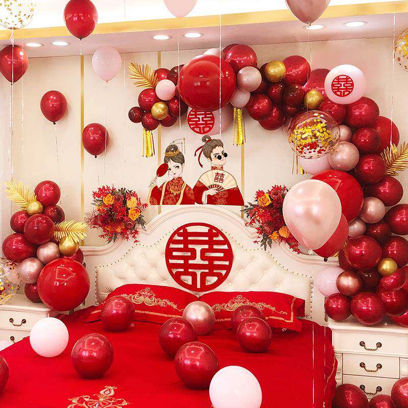 婚布置套装TCS男房房气球装饰网红创意浪漫女方卧室婚方礼客厅场