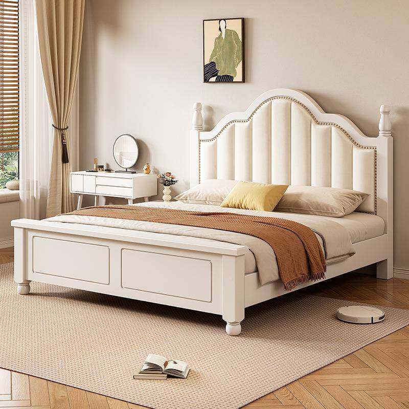 实木床现代简约卧米8双人床主高大气奶油风出租JSP端房1用储物收