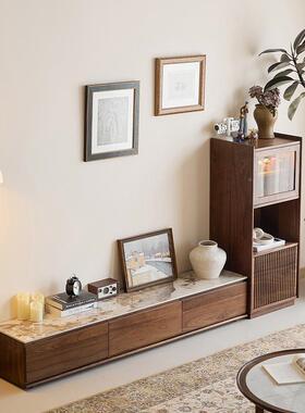 酒北美黑胡桃木全靠实木餐柜一体墙储物柜多功能樱桃木LAH收边纳