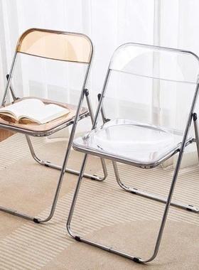 简n易厅椅网红透明亚克力拍化照妆餐餐椅66563水晶靠背凳子i折叠