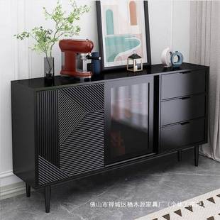 餐边厅柜轻黑色奢斗柜靠墙代一体茶水柜子酒柜现简约客收纳GOT储
