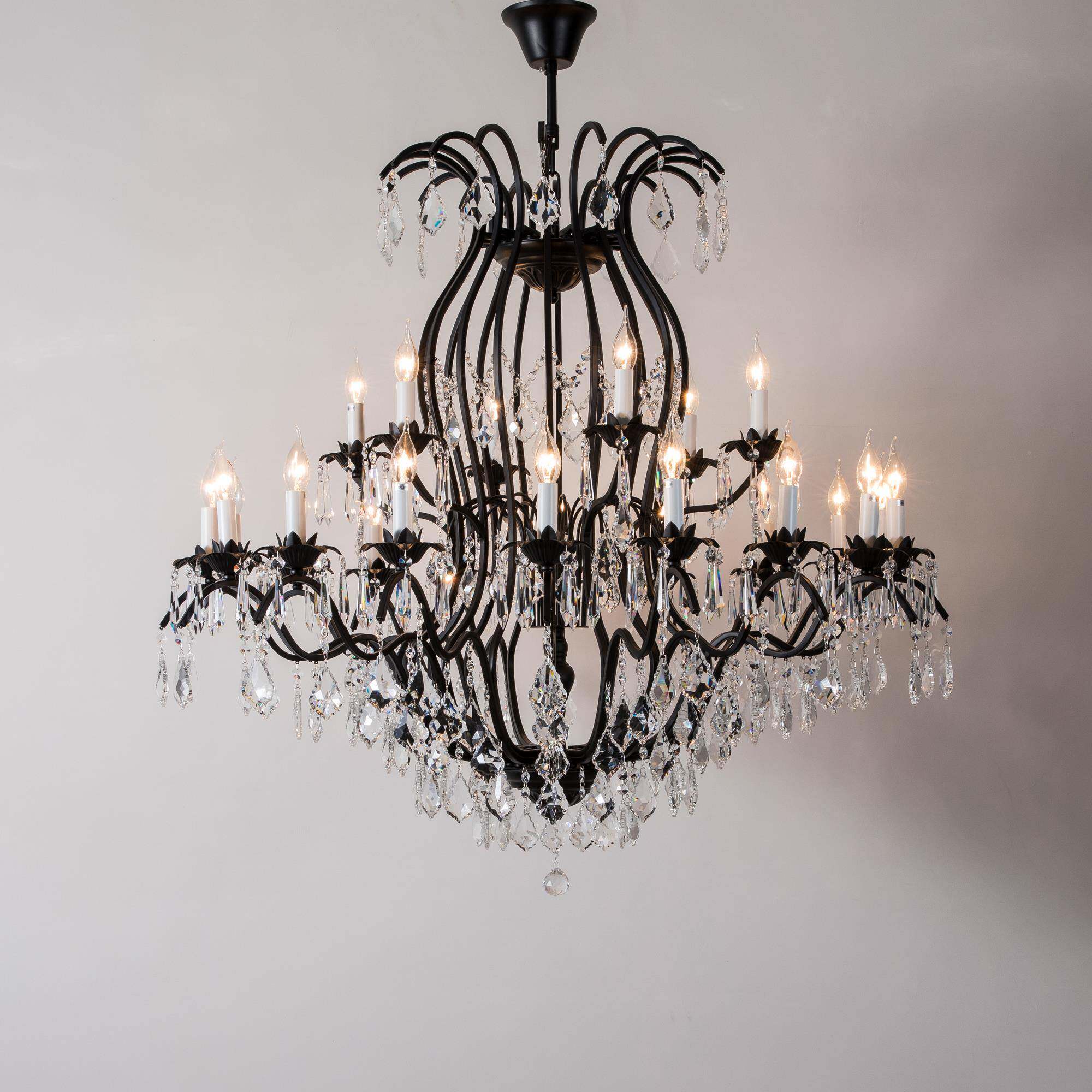 美式厅客挑厅水晶大吊灯法大气空别墅复式楼476双层酒店大式厅餐