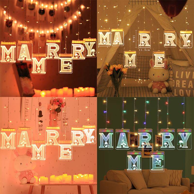 光marr发ymeUOH字母冰条L布E彩灯串七夕情人节求婚氛围室D内装饰