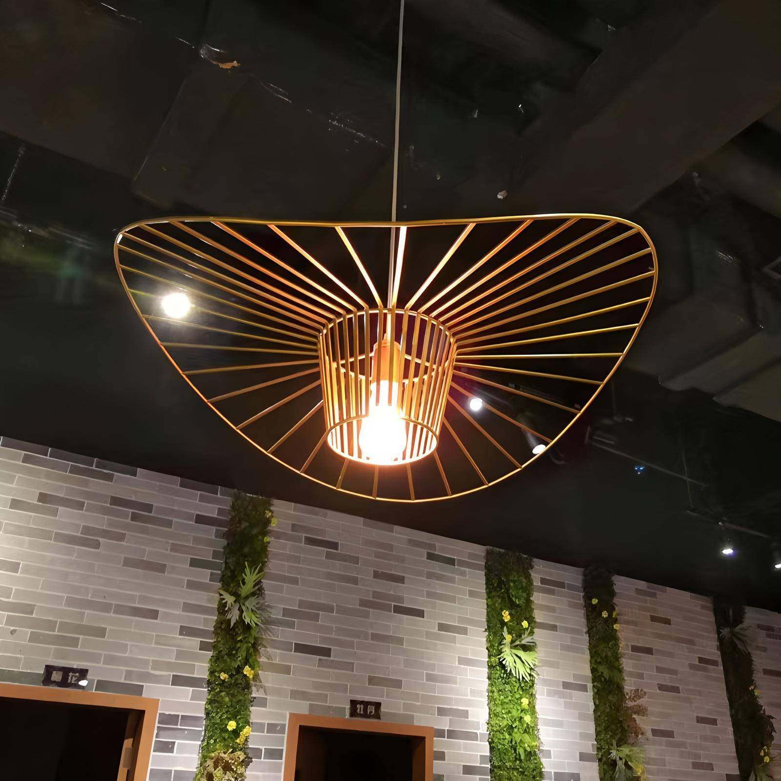 弹古草帽艺术个性装饰力布客厅卧室复人工821织编吊灯具护眼复古,家装灯饰光源,智能吊灯,淘宝优惠券,粉丝福利购,淘宝优惠卷