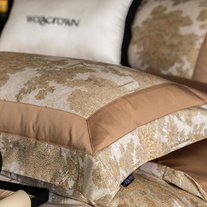 0s贡缎长绒棉床上四件套轻奢全棉纯棉床印花被套10NAM.单81m床品4