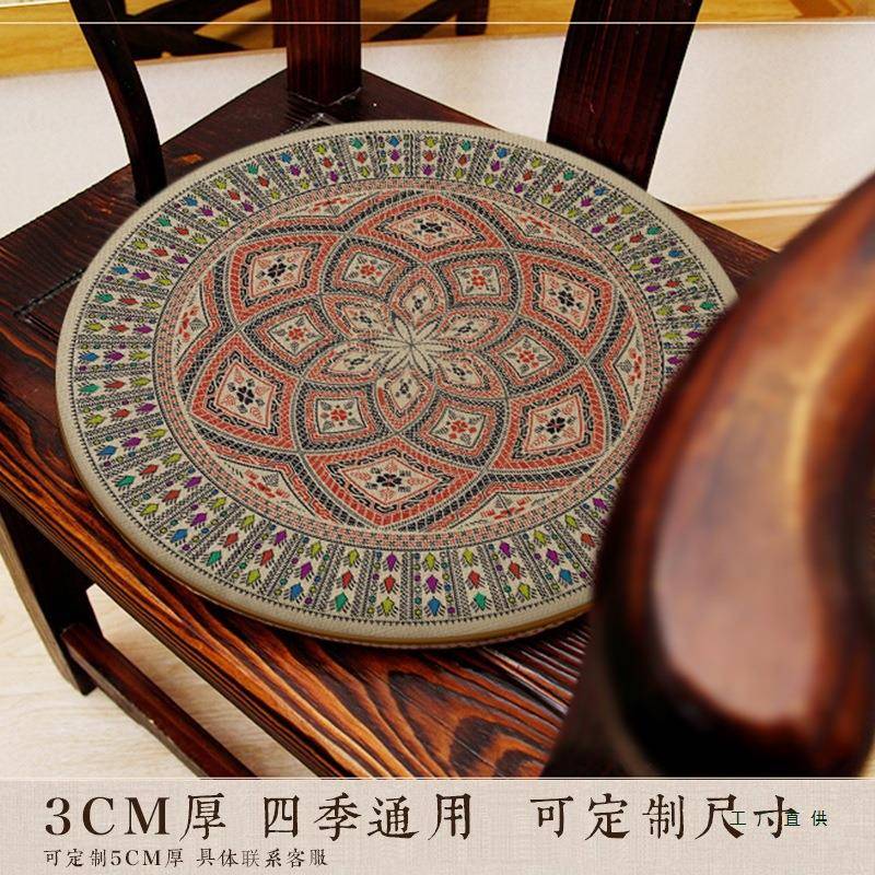 巴基斯坦风圆形椅F5M7SS66垫餐椅鼓凳坐垫实圈藤椅椅茶椅圆椅木子