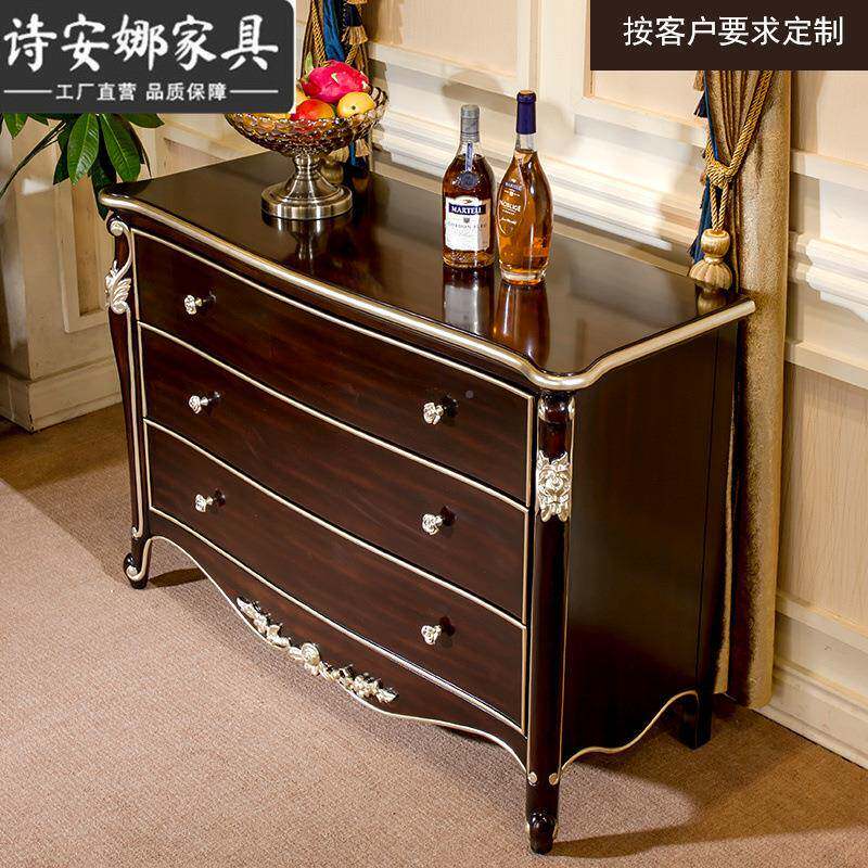 新古典家实木手工雕花三斗柜玄关柜实CVG木电柜具视柜