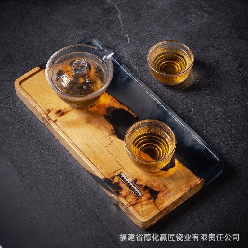 茶盘家无品牌/用实茶托轻奢现代型小干泡台木崖柏茶海长盘方形排