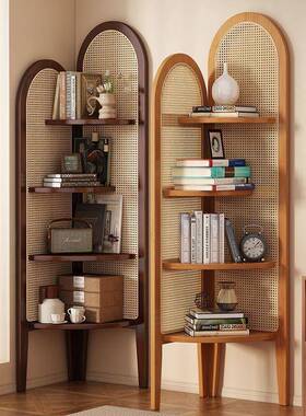 角复古实木三角转角藤编客屏风隔断书房收纳置厅物卧室拐墙JGF柜