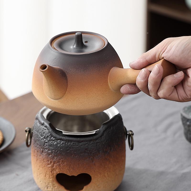 家用户外野外酒精灯陶底瓷煮703茶器煮酒炉烧水碳炉小壶茶温炉茶