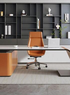 意式轻奢桌极简桌客厅角大长老板转实木办公桌SGV设计师电书脑桌