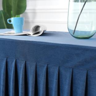 V5O会方议桌布定制绒布桌布办长公F76HHJH8条形桌4套罩桌裙签到台