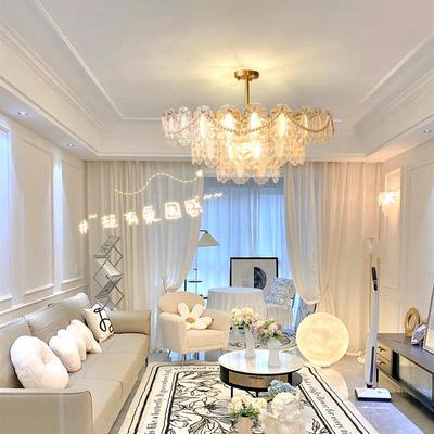 客灯法式轻厅奢灯现代吊简约网主红水晶创意温馨浪漫信得房间卧室