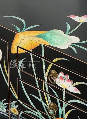 现代新中式彩绘厅仿古实木小玄案台手绘储物关72884台门条几边几