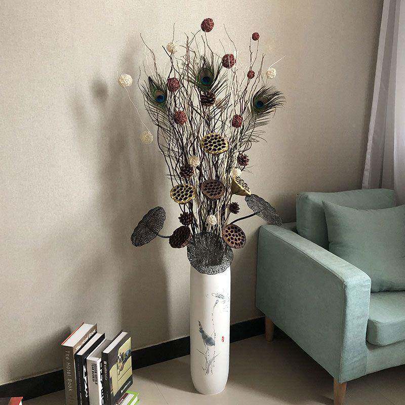 干树枝饰干束欧式插落花客厅地花仿陶瓷大装东之春10花瓶室内电花