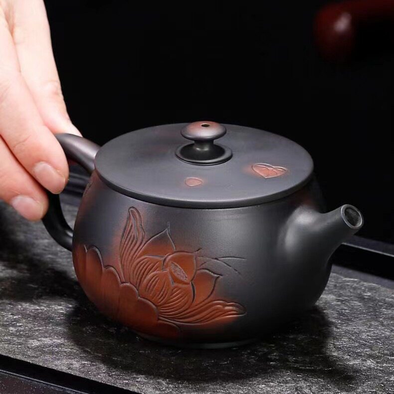 云南紫陶能提能旋转莲花汉瓦家用鸟叫声音的紫砂壶茶具纯手工茶壶