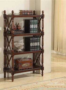 美式书架儿书柜卧欧式复古置物室架全实木置物LWG架童书架