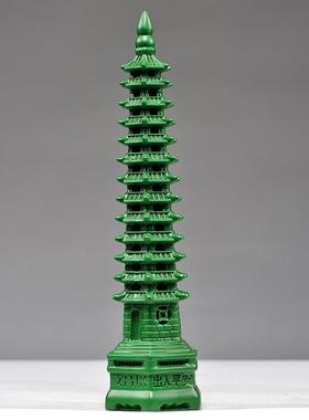 绿色木质文昌塔1层文昌塔十三tq-988层办实木刻家居公摆设送礼工