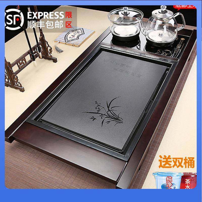 DX7台L全F7698S5T自璃动用茶具茶盘套装家实木大号茶茶海玻底部上