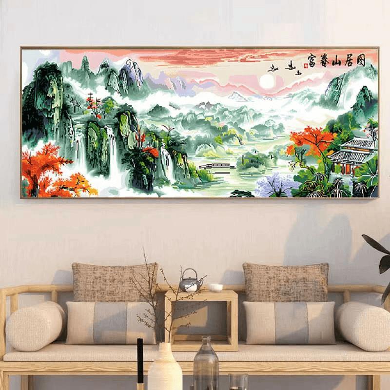 富春居图十绣字2025新线绣客厅山水款画风景大幅满绣自无品牌/己