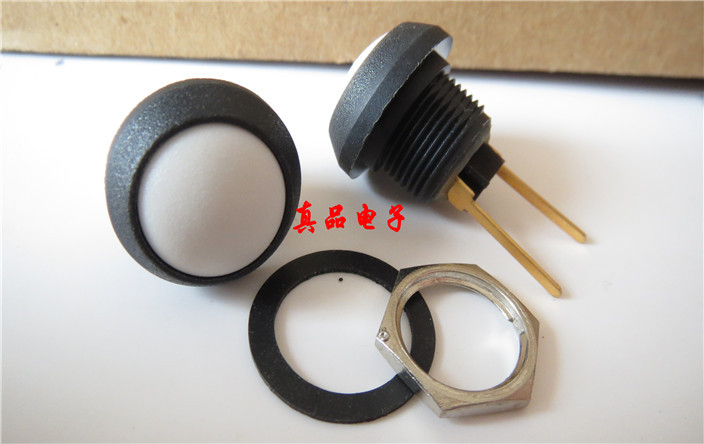 12mm 进口圆形按钮开关 镀金2脚按通复位电源开关 常开