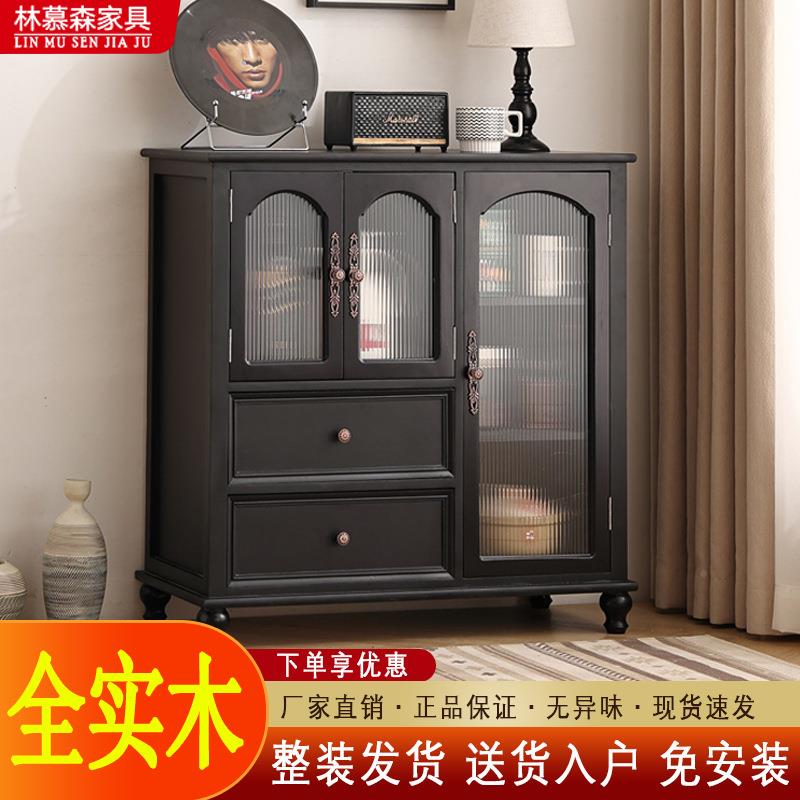 美式餐柜实木水柜客厅收纳柜加厚茶储物柜无品牌/置家边用靠墙物